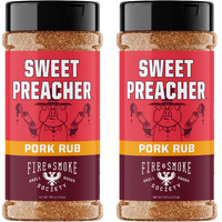 Fire & Smoke Society Sweet Preacher Bbq Pork Rub Seasoning For Smoking And Grilling Meat, Pulled Pork Ribs Chops, Poultry, Chicken, Beef, Dry Rubs And Spices, Brown Sugar, Red Spices & Herbs, 2-Pack