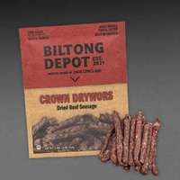 Biltong Depot - Crown Droewors (1 Lb) 16Oz South African Droewors Beef Sausage Sticks, Air-Dried Sausages - No Sugar, Gluten Free, No Nitrates - Healthy Snacks