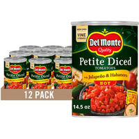 Del Monte Petite Canned Hot Diced Tomatoes With Jalapeno And Habanero, 14.5 Ounce (Pack Of 12)