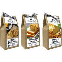 Rabbit Creek Beer Bread Mix Variety Pack Of 3 - Cheesy Jalapeno, Cheddar Bacon & Cheesy Garlic Beer Bread Mix
