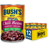 Bush's Best 16 Oz Canned Kidney Chili Bean/Mild, Source Of Plant Based Protein And Fiber, Low Fat, Gluten Free, (Pack Of 12)