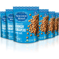 Saffron Road Organic Sea Salt Crunchy Roasted Chickpea Snacks- 5.4Oz 6-Pack, Gluten Free, Non-Gmo, Vegan Dried Crispy Chickpeas With Protein, Fiber