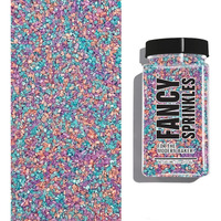 Fancy Sprinkles Opal Rain Fancy Sugar Pearlescent Peach, Lavender, And Pale Blue Sugar Crystals Flecked Silver Mini Edible Glitter Hexagons (0.5C)