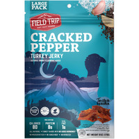 Field Trip Turkey Jerky, All Natural, Gluten Free Dried Turkey Meat, Healthy, Paleo-Friendly Low Carb Snack, High Protein Snacks With No Nitrates, 12Oz Bag, Cracked Pepper