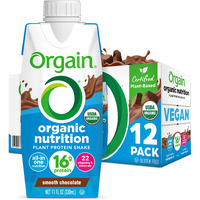 Orgain Organic Nutritional Vegan Protein Shake, Smooth Chocolate - 16G Plant Based Protein, Meal Replacement, 22 Vitamins & Minerals, Fruits & Vegetables, Gluten Free, Non-Gmo, 11 Fl Oz (Pack Of 12)