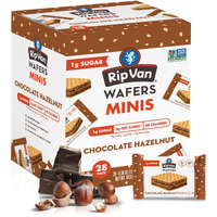 Rip Van Chocolate Hazelnut Mini Wafer Cookies - Healthy Low Sugar Snacks - 28 Count
