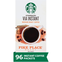 Starbucks Via Instant Coffee, Medium Roast Coffee, Pike Place Roast, 100% Arabica, 12 Boxes (96 Packets Total)