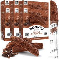 Nonni's Triple Chocolate Biscotti Italian Cookies - 6 Boxes Triple Chocolate Italian Biscotti Cookies W/Dark Chocolate - Biscotti Individually Wrapped Cookies - Kosher Chocolate Coffee Cookie 6.88 Oz