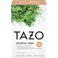 Tazo Refresh Mint Herbal Tea Bags, Caffeine-Free, 20 Herbal Tea Bags, 6 Count