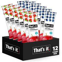 That's It. Fruit Bars 12 Variety Pack 100% Natural Real Fruit Bar, High Fiber Vegan, Gluten Free, Paleo, Non-Gmo, No Sugar (6 Strawberry, 6 Blueberry)