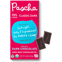 Pascha Organic Dark Chocolate Bars, 70% Cacao, Utz, Gluten Free, Non Gmo, 2.82 Oz, Pack Of 10