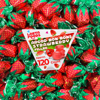 Arcor Strawberry Filled Bon Bons Hard Candy, Bulk Candy (2 Pound Bag - Approx. 120 Count)