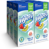 Wyler's Light Pitcher Packs, Water Drink Mix, Kiwi Strawberry, 6 Boxes (36 Pitcher Packets)