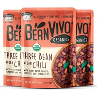 Beanvivo (Pack Of 3) Organics Plant Based Protein Three Bean Vegan Chili - Good Source Of Fiber - Nutritious & Microwave Meals - Gluten-Free Plant Food - 10 Oz