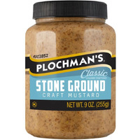 Plochman's Natural Stone Ground Mustard, 9-Ounce Jars (Pack Of 12), Beige Brown With Visible Seeds