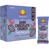 Amrita Dark Chocolate Quinoa Vegan Protein Bars, Peanut/Dairy Free, Soy & Gluten Free - 15G Plant Based Protein Bars, High Fiber, Low Sugar Meal Replacement Bar, Breakfast Bars