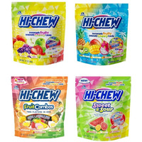 Hi-Chew Variety Pack, 4 Stand Up Pouches | Original Tropical Fruit Combos Sweet & Sour | Unique Fun Soft & Chewy Taffy Candy | Immensely Juicy Exotic Fruit Flavors | Individually Wrapped For Sharing