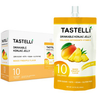 Tastelli Konjac Jelly Infused With Collagen Drink + Vitamin C + Antioxidants / 10 Calories, Vegan, Zero Sugar/Healthy Drinkable Dessert Pouch / (Mango Pineapple) - 150Ml X 10 Pouches
