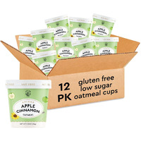 Mylk Labs Apple Cinnamon Gluten Free Oatmeal Cups - Low Sugar Breakfast, High Fiber Thin Rolled Oats, High Protein Instant Oatmeal, Non Gmo, Vegan, Nut Free - 12 Pack
