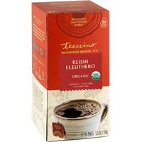 Teeccino Reishi Eleuthero Tea - French Roast - Organic Mushroom Adaptogenic Herbal Tea, 3X More Herbs Than Regular Tea Bags, Caffeine Free, Chicory Prebiotic - 25 Tea Bags