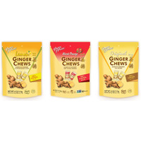 Prince Of Peace Ginger Chews Variety Pack 4Oz - Flavors Original, Lemon, Blood Orange, 100% Natural, Non-Gmo, Vegan And Gluten-Free, (Pack Of 3)