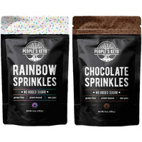 Keto Sprinkles, 6 Oz. Larger Value Size, Dye Free, Non-Gmo, Plant-Based, Vegan, Gluten Free, All Natural, No Artificial Coloring, Sugar Free Sprinkles, 1G Net Carb (Rainbow & Chocolate, 2 Pack)