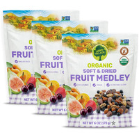 Organic Dried Fruit Mix - Apricots, Figs, Strawberries & Tart Cherries I Happy Village I 18 Oz (Pack Of 3) I No Refined Sugar, Unsulfured Dried Fruit Medley