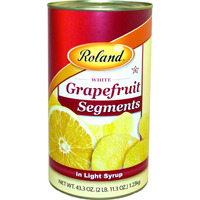 Roland Foods White Grapefruit Segments In Light Syrup, 43.3 Ounce Can, Pack Of 4