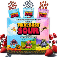Final Boss Sour Candy Minipacks, Worlds Most Extreme Super Sour Snack Challenge, Free Of Artificial Colors, Low Calorie Healthy Snack For Kids & Adults - 3 Pack (Level 1)