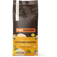 Mushroom Ground Coffee W/Ultra Concentrated 30:1 Organic Lion's Mane & Chaga. Medium Roast - Focus Boosting Coffee (Focus & Create, 340G / 12 Oz)