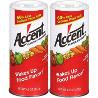 Ac'Cent Flavor Enhancer 00054 All Natural 4.5 Oz. Wakes Up Food Flavor Canister (Pack Of 2); Ideal For Meats, Poultry, Vegetables, Soups And Salads, Monosodium Glutamate Imparts An Umami Flavor