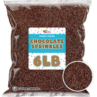 Chocolate Sprinkles - 6 Pounds - Chocolate Jimmies - Wholesale Ice Cream Sprinkles - Bulk Chocolate Baking Sprinkles For Cake, Cupcake, Cookie Decorating - Dessert Toppings