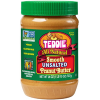 Teddie All Natural Peanut Butter, Gluten Free & Vegan, 26 Ounce Plastic Jar (26 Ounce (Pack Of 1), Smooth Unsalted)