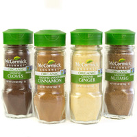 Mccormick Gourmet Organic Baking Variety Pack (Cloves, Saigon Cinnamon, Ginger, Nutmeg), 0.05 Lb