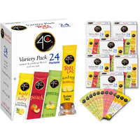 4C Powder Drink Mix Packets, Iced Tea Variety 6 Pack, 24 Count, Singles Stix On The Go, Refreshing Sugar Free Water Flavorings