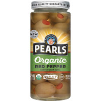 Pearls Specialties, Organic, Red Pepper Stuffed, Green Olives, 6.7 Oz, 6-Jars