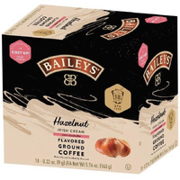 Ground Coffee, Medium Roast, Hazelnut Irish Cream Flavored Coffee Pods, 18Ct