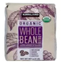 Kirkland Signature Organic Whole Bean Blend 100 % Arabica Beans Net Wt (2 Lb),, 32 Oz