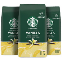 Starbucks Ground Coffee, Vanilla Flavored Coffee, Naturally Flavored, 100% Arabica, 3 Bags (11 Oz Each)
