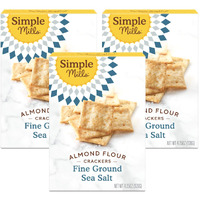 Simple Mills Almond Flour Crackers, Fine Ground Sea Salt - Gluten Free, Vegan, Healthy Snacks, 4.25 Ounce (Pack Of 3)