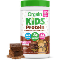 Orgain Kids Protein Powder Shake Mix, Chocolate Brownie - 8G Grass-Fed Dairy Protein, 4G Fiber, 23 Vitamins & Minerals, Gluten Free, No Soy Ingredients, Adds Healthy Nutrients To Kids Snacks, 1Lb