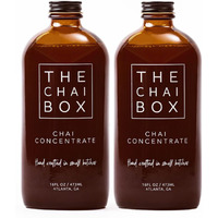 The Chai Box - Sweetened Chai Tea Concentrate - Vegan, Gluten Free, All Natural Ingredients, Black Tea, W/Cinnamon & Cardamom - Prepare Using 1:1 Ratio Of Milk & Concentrate - Pack Of 2-16Oz Bottles