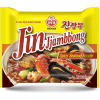 Ottogi Jin Jjamppong, Korean Style Spicy Seafood Ramen Instant Noodle, 4 Pack X 4.58Oz