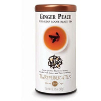 The Republic Of Tea Ginger Peach Black Full-Leaf Loose Tea 3.5 Oz Tin, Steeps 50 Cups | Caffeinated