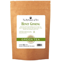 The Republic Of Tea Honey Ginseng Green Tea, 50 Tea Bags, Relaxing Chinese Green Tea Gourmet Blend