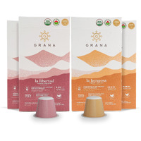Grana Nespresso Compatible Coffee Pods, 40 Pack, Usda Organic 100% Arabica Single Source Specialty Coffee, 40 Compostable & Biodegradable Single Serve Coffee Pods, La Hermosa And La Libertad