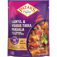Patak's Lentil & Veggie Tikka Masala, Flavorful, Medium Heat Curry Made With Lentils, Beans, Pumpkin, Red Pepper, And A Balanced Melody Of Other Veggies, Ready To Heat Vegetarian Meals (Pack Of 6)