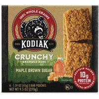 Kodiak Crunchy Granola Snack Bars, Maple Brown Sugar, High Protein, 100% Whole Grains, 1 Box With 6 Pouches (12 Bars)