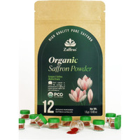 Zaffrus - Certified Organic Premium Saffron Powder For Cooking Saffron Rice, Paella, Risotto, Soup, Desserts & Herbal Teas. Pack Of 12 (1.5 Gram/ .05 Oz)