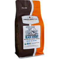 Fresh Roasted Coffee, Fair Trade Organic Black Knight Water-Processed Decaf, 12 Oz, Dark Roast, Kosher, Ground